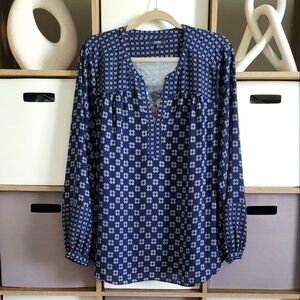 Navy Blue Floral Women's Top